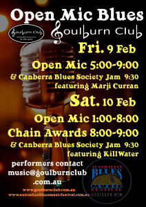 Open Mic & Blues Jam Fri 9th Sat 10th Feb